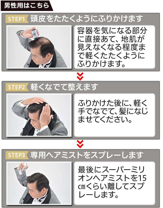 男性用はこちらわずか10秒!簡単3ステップ